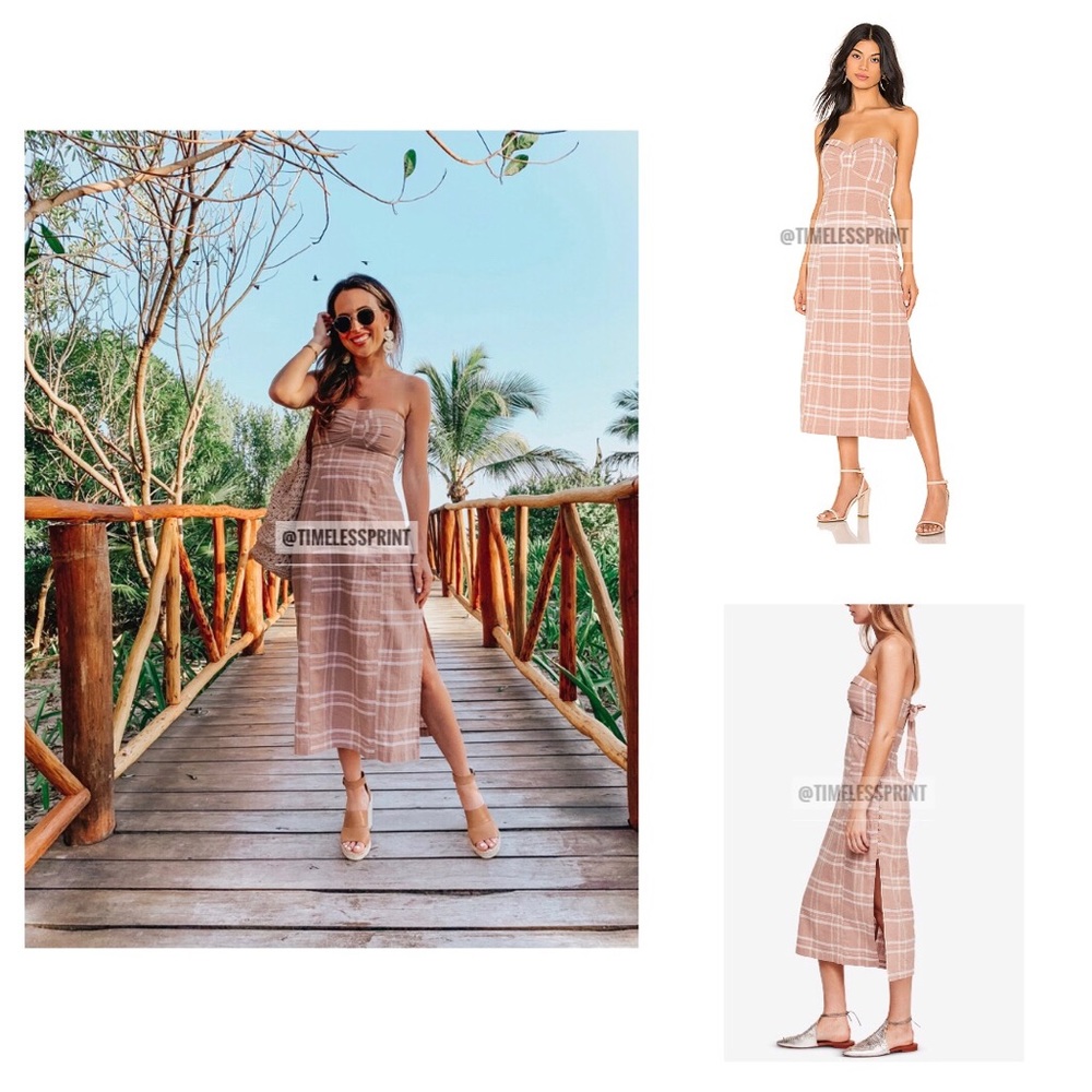 Free People Pink/Nude Plaid Dress